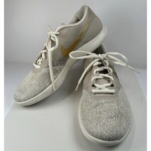 Nike Flex Contact Sz 9 Beige Gold Knit Running Sneakers AV8369-200 Lightweight